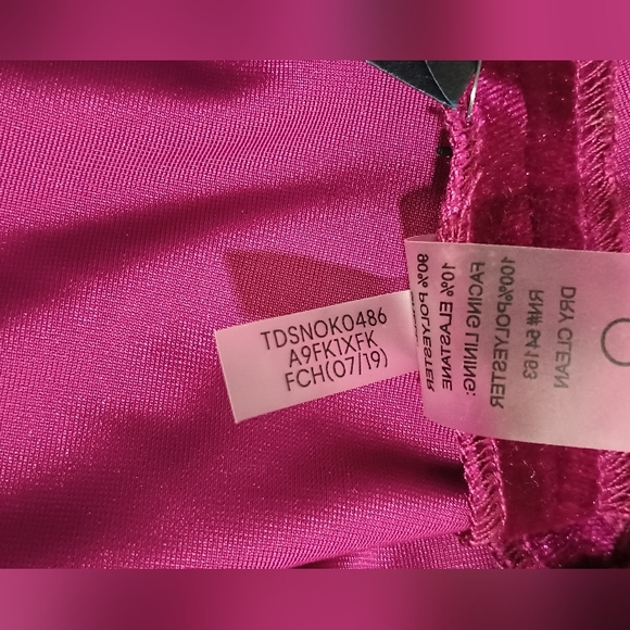 Slvls MockNeck Velvet Burnout Midi TrapezeDress Fuchsia - Picture 11 of 16